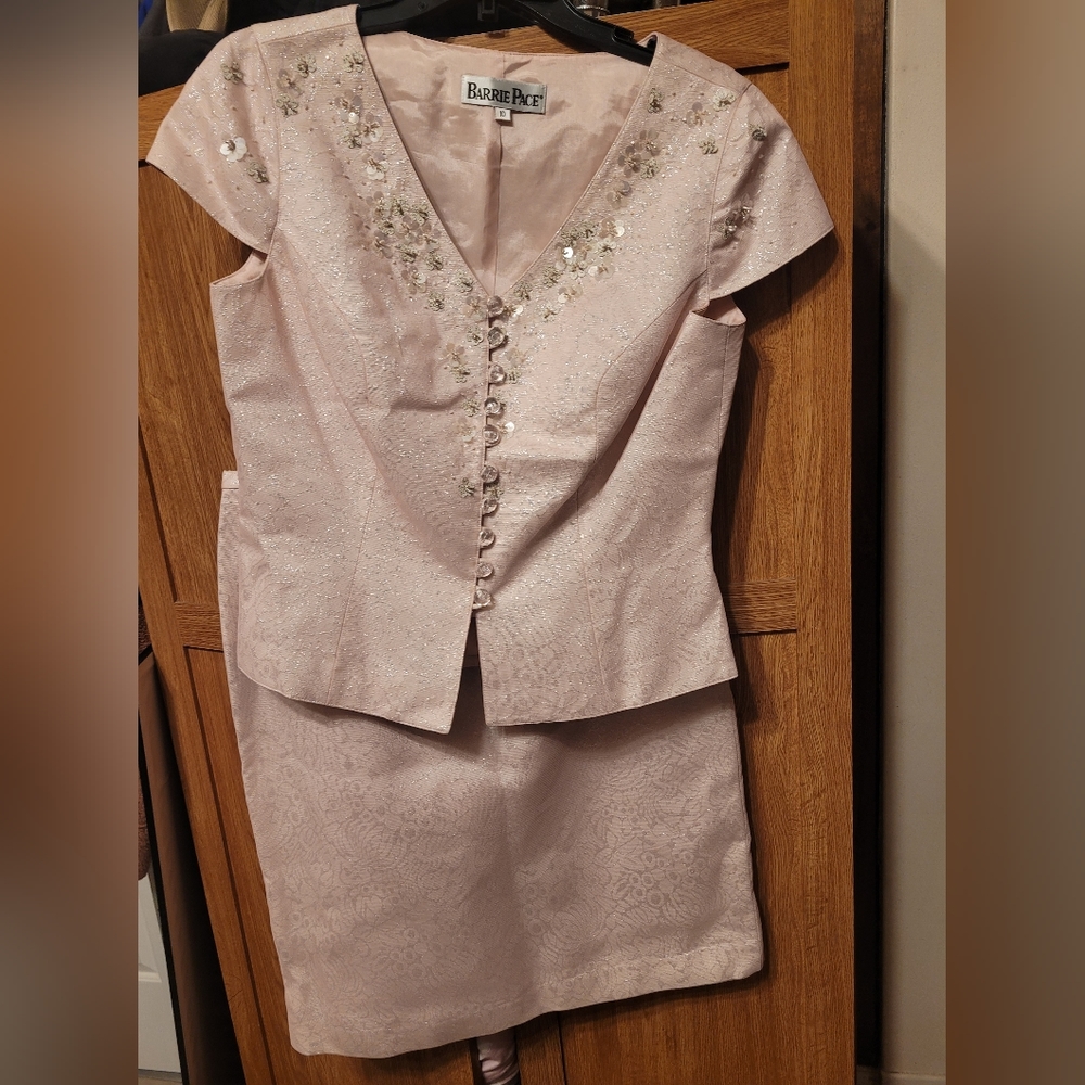 2 piece vintage blush pink shimmery outfit Barrie Pace size 10 - Picture 7 of 11